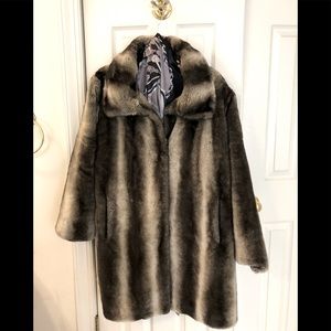 Beautiful grey & black faux fur w/ matching scarf